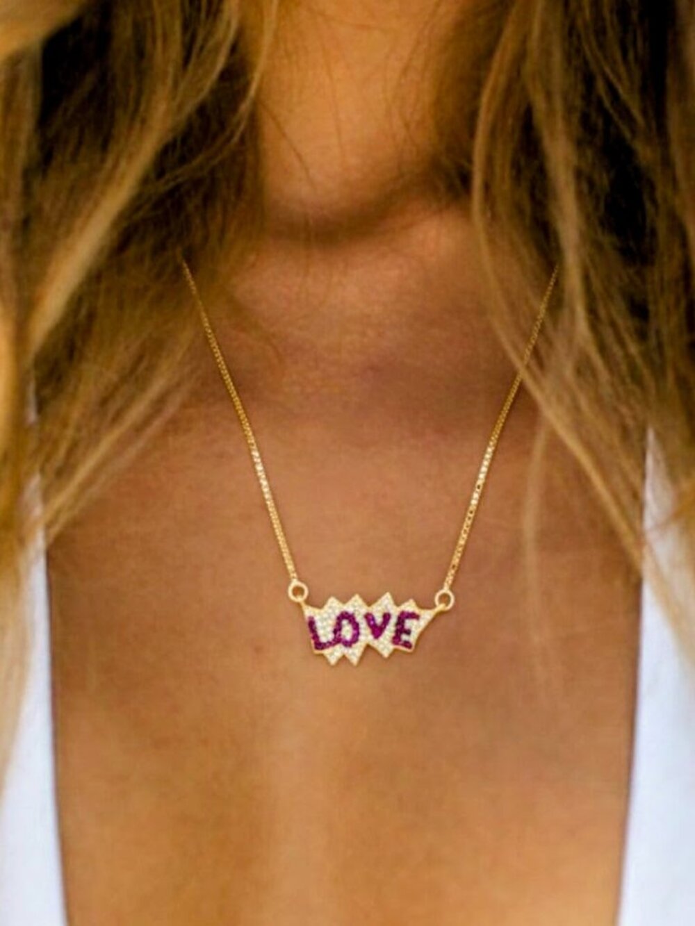 💖 18K Gold Plated "LOVE" Pendant Necklace with Cubic Zirconia Trendy Jewelry